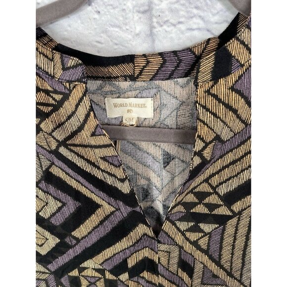 WORLD MARKET Women's Purple Black Geometric Long Sleeve Dress NWT S/M - Picture 4 of 5